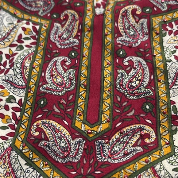 LIBAS DESIGNS TUNIC DRESS JEWELS RHINESTONES MAROON GOLD WOMENS SMALL-MEDIUM - Picture 7 of 10